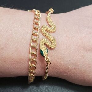 Gold tone snake bracelet set 6-8"